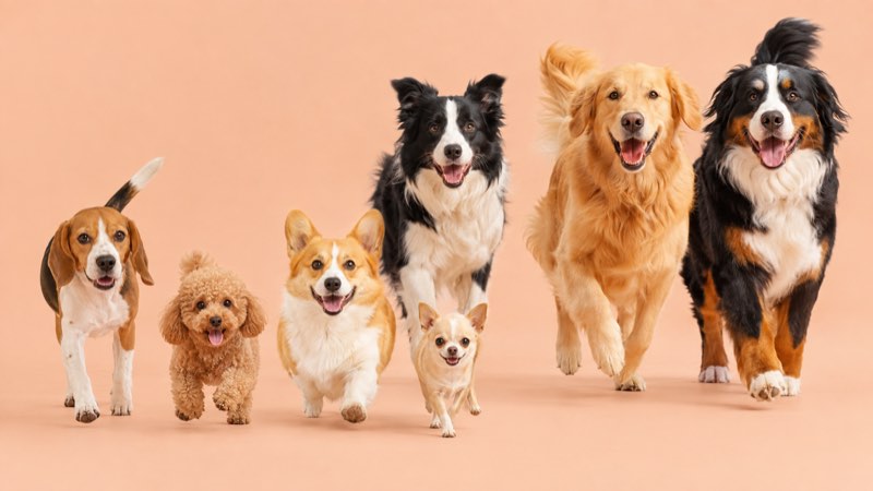 いろんな犬種の7匹